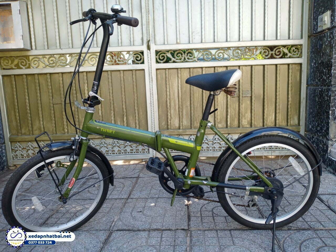 Xe đạp gấp gọn giá rẻ MH59 siêu nhẹ màu xanh lá cây tại Minh Hải